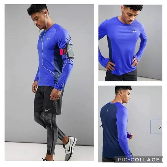 Nike Other - Nike Running Dri-FIT Miler Long Sleeve Football Running Shirt Blue Men’s Size XL